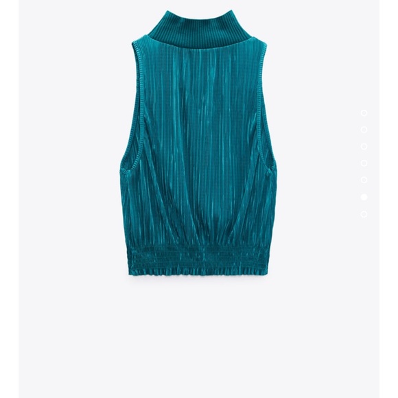 ZARA 2PIECES PLEATED HALTER TOP AND PLEATED WIDE LEG PANTS - Picture 4 of 5